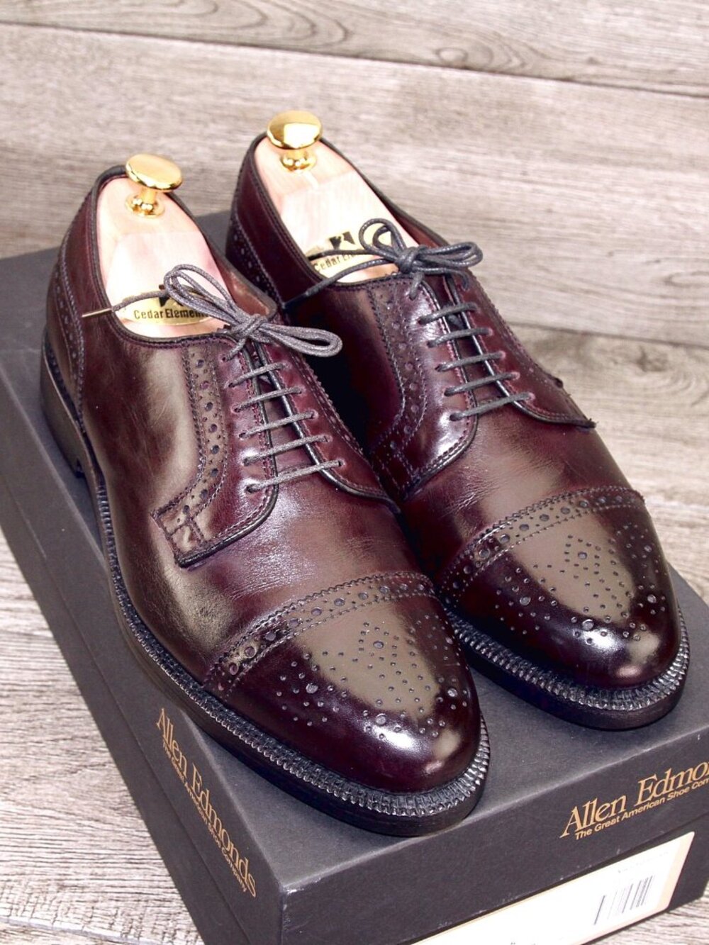 * NIB * $530 Allen Edmonds HANCOCK Independence 7.5 D Burgundy * add $15 Trees